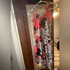 Vince Camuto Pink and Black Floral Midi Dress